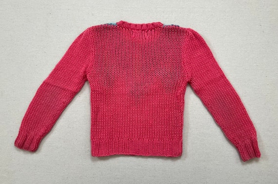 1980's, sweater in pink raspberry with sky blue, … - image 9