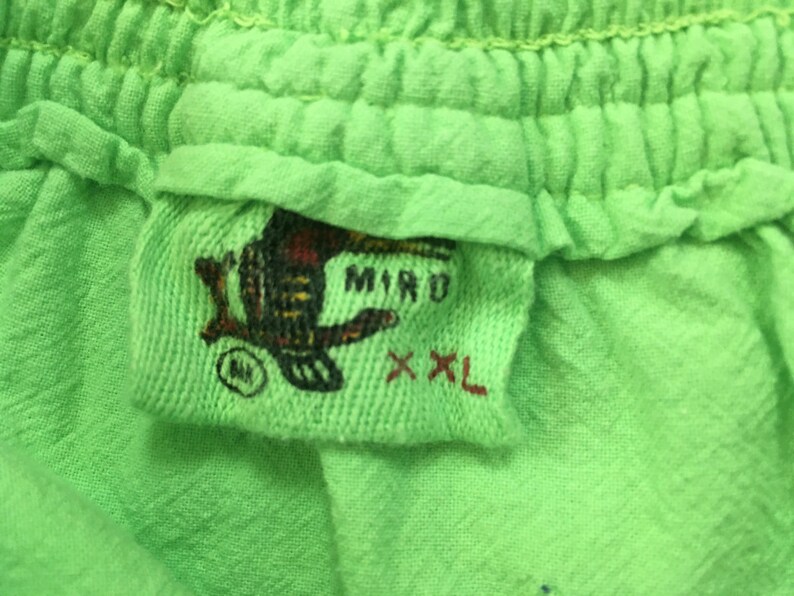 1990's, cotton, Cancun shorts, in neon green with neon pink, orange and blue image 6