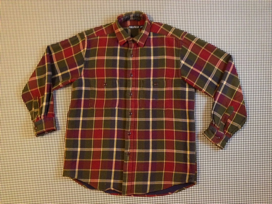 1990's Double Layered Jersey-flannel Plaid Button - Etsy