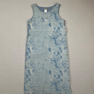 1990&#39;s, soft denim, tank, maxi dress in floral print