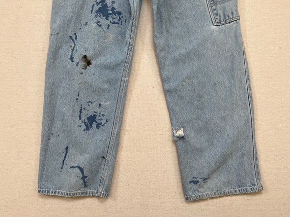 1990's, worn/distressed, denim overalls by Osh Ko… - image 10