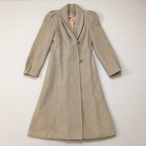 1980&#39;s, shawl collar, pleated shoulder, wool blend, coat, in beige