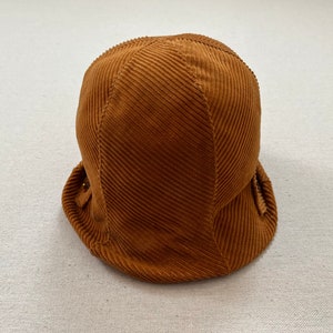 1960&#39;s, corduroy, fold brim, cloche hat in tan by Oleg Cassini