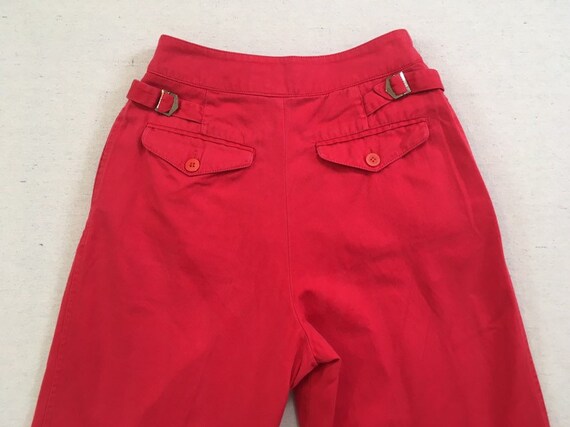 1980's, high waist, pleated front, chinos, in red… - image 9