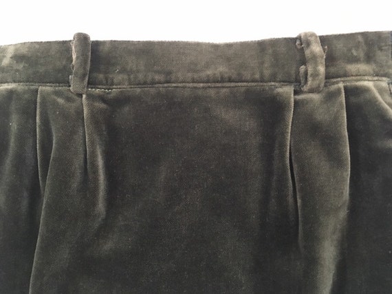 1980's, A-line, velvet skirt in dark olive-gray - image 4