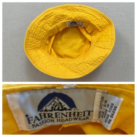 1990's, cotton, canvas "USA" bucket hat in yellow - image 10