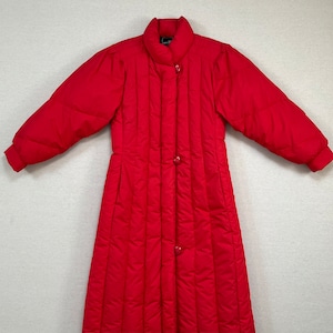 1980's, down-filled, sleeping bag, puffer coat in red