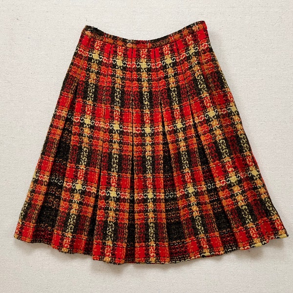 Brown Woolen Pleated Skirt