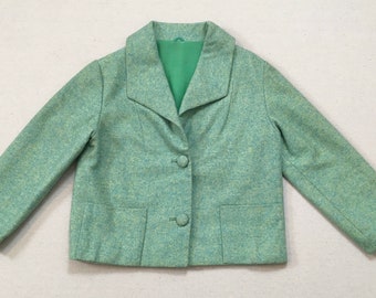 1960's, 3/4 sleeve, semi-cropped jacket, in sea green