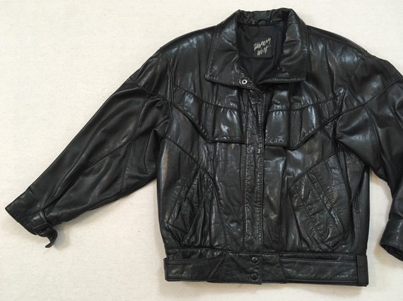 1980's, thinly insulated, black leather, jacket, … - image 5