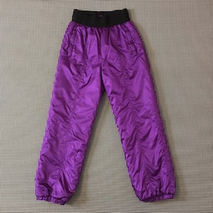 1990&#39;s, satin, ski pants, in purple and black, Women&#39;s size Medium