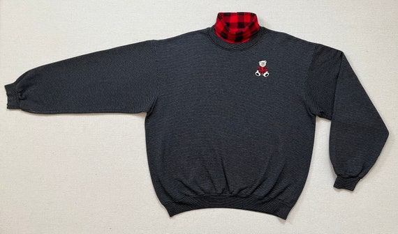 1990's, teddy bear sweatshirt in black and gray s… - image 8