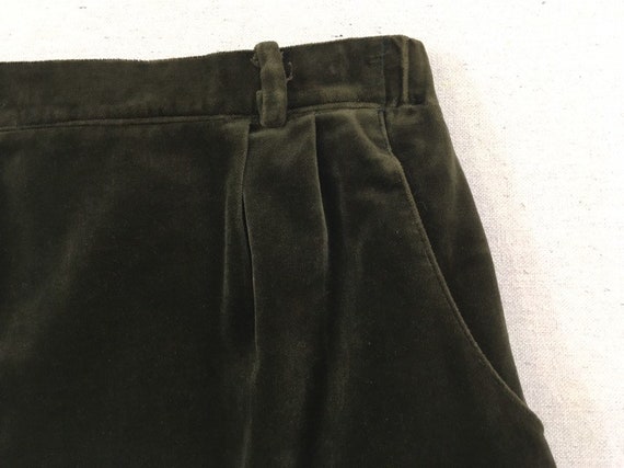 1980's, A-line, velvet skirt in dark olive-gray - image 5