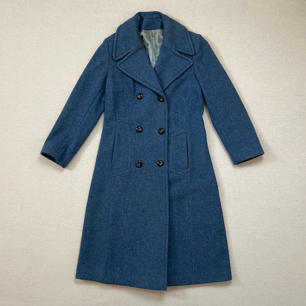 1970's, wool coat in dusty blue