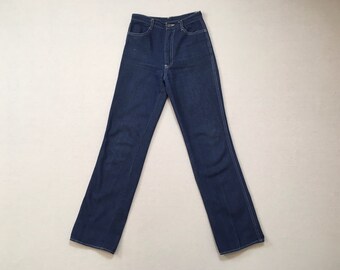 1970's, straight leg jeans, with embroidered, back pockets