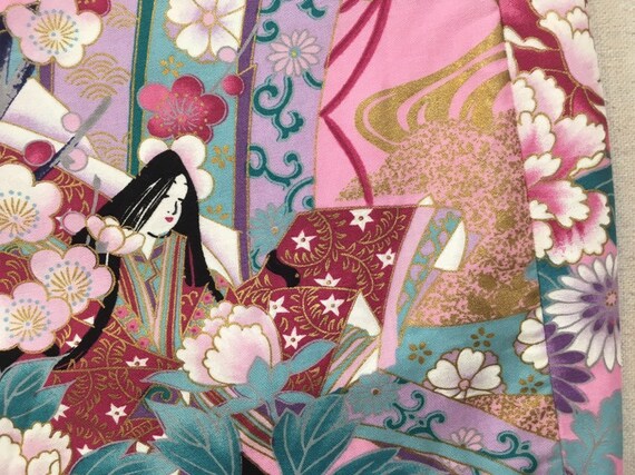 1980's, cotton kimono, in pink, with lavender, aq… - image 8
