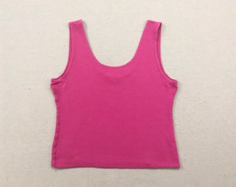1980's, cropped, stretch tank, in hot pink
