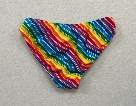 1980's, bikini in rainbow and white stripes - Gem