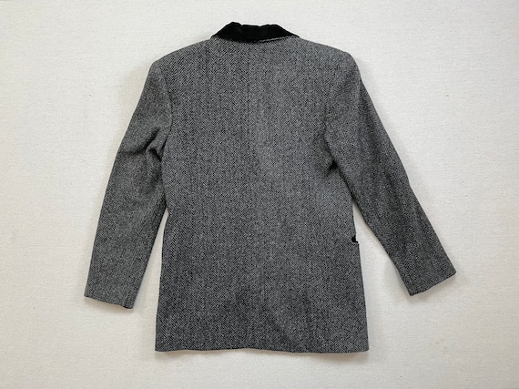 1990's, wool blend, suede trimmed, herringbone bl… - image 9