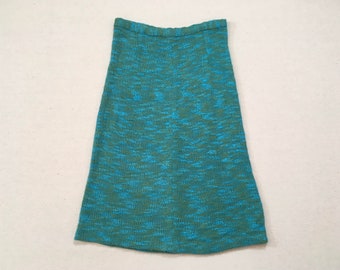 1960's, knit, A-line skirt, in turquoise and olive