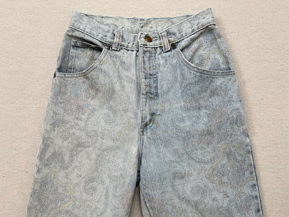 1980's, high waist, jeans in ornate print - image 2