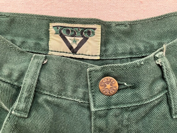 1990's, high waist jeans in forest green - image 4