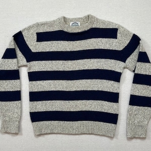 1980&#39;s, wool sweater, in navy and oatmeal stripes