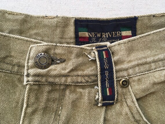 1990's, Men's, pleated front, jeans, in khaki - image 3