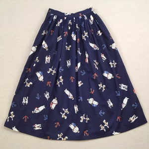 1980&#39;s, sailor men and anchor print skirt, in navy with red and white