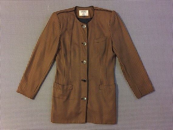 1990's, rayon blazer, in mustard and black, hound… - image 1