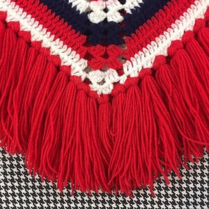 1970's, afghan square shawl, in red, white and navy image 7