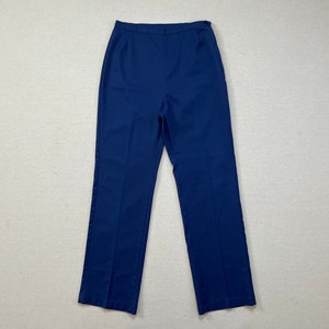 Jaren 70, marineblauwe broek met hoge taille en rechte pijpen, van Lady Wrangler