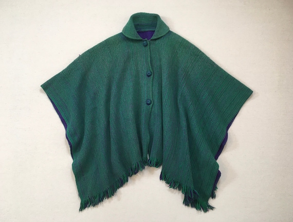 1960's, peter pan collar, button front, woven ponc