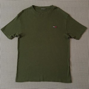 1990&#39;s, ribknit tee, in olive green, by Tommy Hilfiger, Men&#39;s size Large