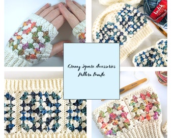 Pattern Bundle, All 4 Granny Square Accessories Patterns, digital download...