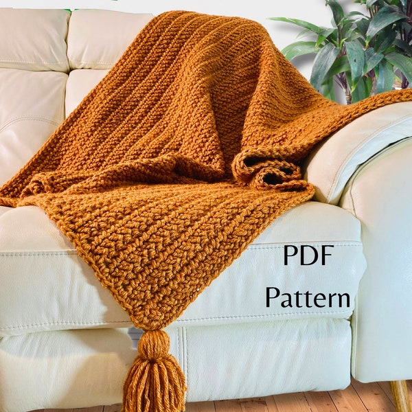 PDF PATTERN Crochet Blanket, Stormy Horizon Throw, Digital Download...