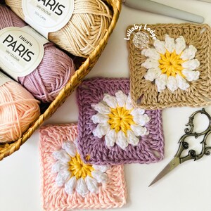Granny Square Pattern - Sunflower Granny Square - PDF Crochet ...