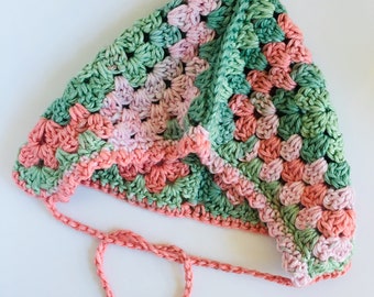 PDF PATTERN - Granny Square Summer Bonnet  - Make this gorgeous crochet granny square baby bonnet - Instant digital download...