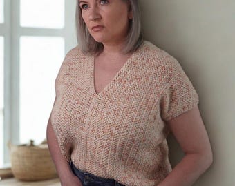 Crochet Summer T-Shirt Pattern: Easy V-Neck Tee (Digital Download)