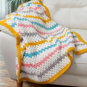Gehaakt babydekenpatroon oma Stitch: 6 maten, Easy Afghan (pdf-patroon)