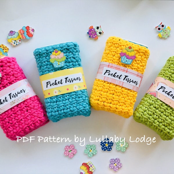 PDF PATTERN Pocket Tissue Cosy - Make these gorgeous colourful crochet pocket tissue holders - Digital download...