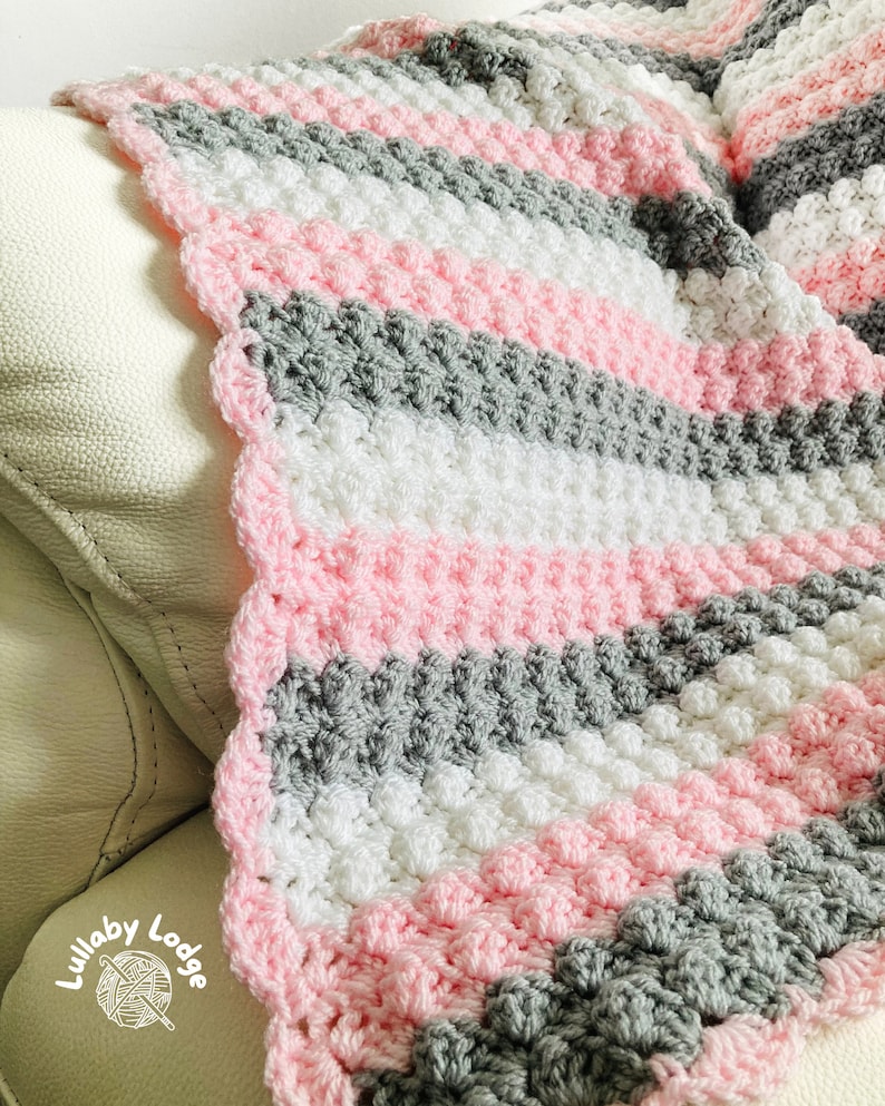 PDF PATTERN Crochet Baby Blanket Sweet Dreams Blanket Pattern 2 sizes 2 colour options Digital download... image 6