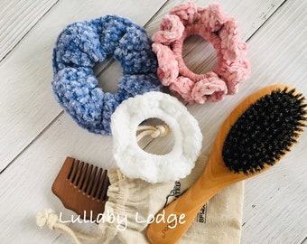 Crochet Scrunchies PDF PATTERN, Pretty Velvet Scrunchies for your hair, 3 quick & easy styles to make...