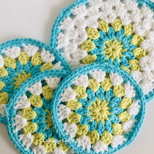 Crochet Coasters, pdf pattern to make these pretty Granny Flower Coasters, digital download...
