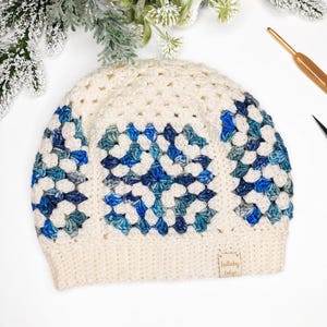 Patrón PDF de gorro de abuela cuadrado de crochet, patrón de gorro acogedor rápido y fácil, descarga digital