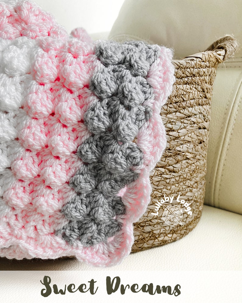 PDF PATTERN Crochet Baby Blanket Sweet Dreams Blanket Pattern 2 sizes 2 colour options Digital download... image 1