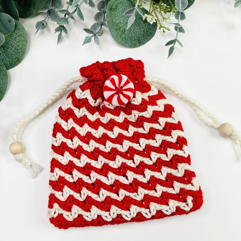 Candy Cane Gift Bag Crochet Pattern Ideal for Sweets, Little