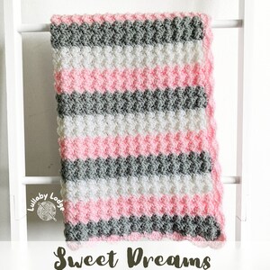 PDF PATTERN Crochet Baby Blanket Sweet Dreams Blanket Pattern 2 sizes 2 colour options Digital download... image 7