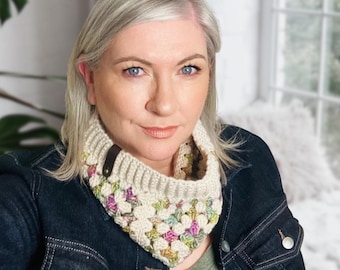 Granny Square Cowl Crochet Pattern & Video Tutorial - 4 Sizes Toddler, Child, Tween/Teen, Adult - Digital Download