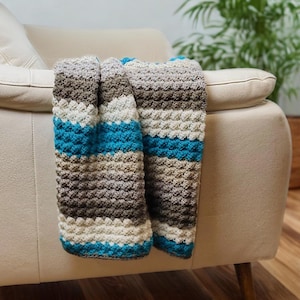 Easy Crochet Baby Blanket Pattern, Beginner Afghan with Caron Cakes Self Striping Yarn, Suitable for a Boy or Girl, Baby Shower Gift